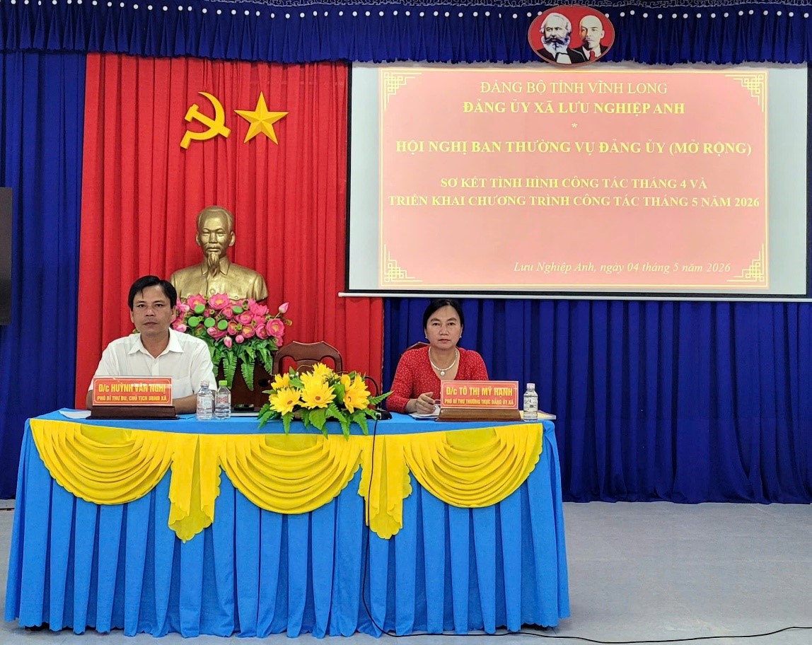 Đảng ủy xã Lưu Nghiệp Anh: Sơ kết tình hình công tác tháng 4 và triển khai chương trình công tác tháng 5 năm 2026
