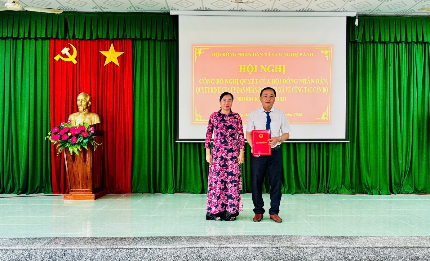 Xã Lưu Nghiệp Anh tổ chức Hội nghị công bố Nghị quyết của Hội đồng nhân dân, Quyết định của Ủy ban nhân dân tỉnh về công tác cán bộ nhiệm kỳ 2026-2031